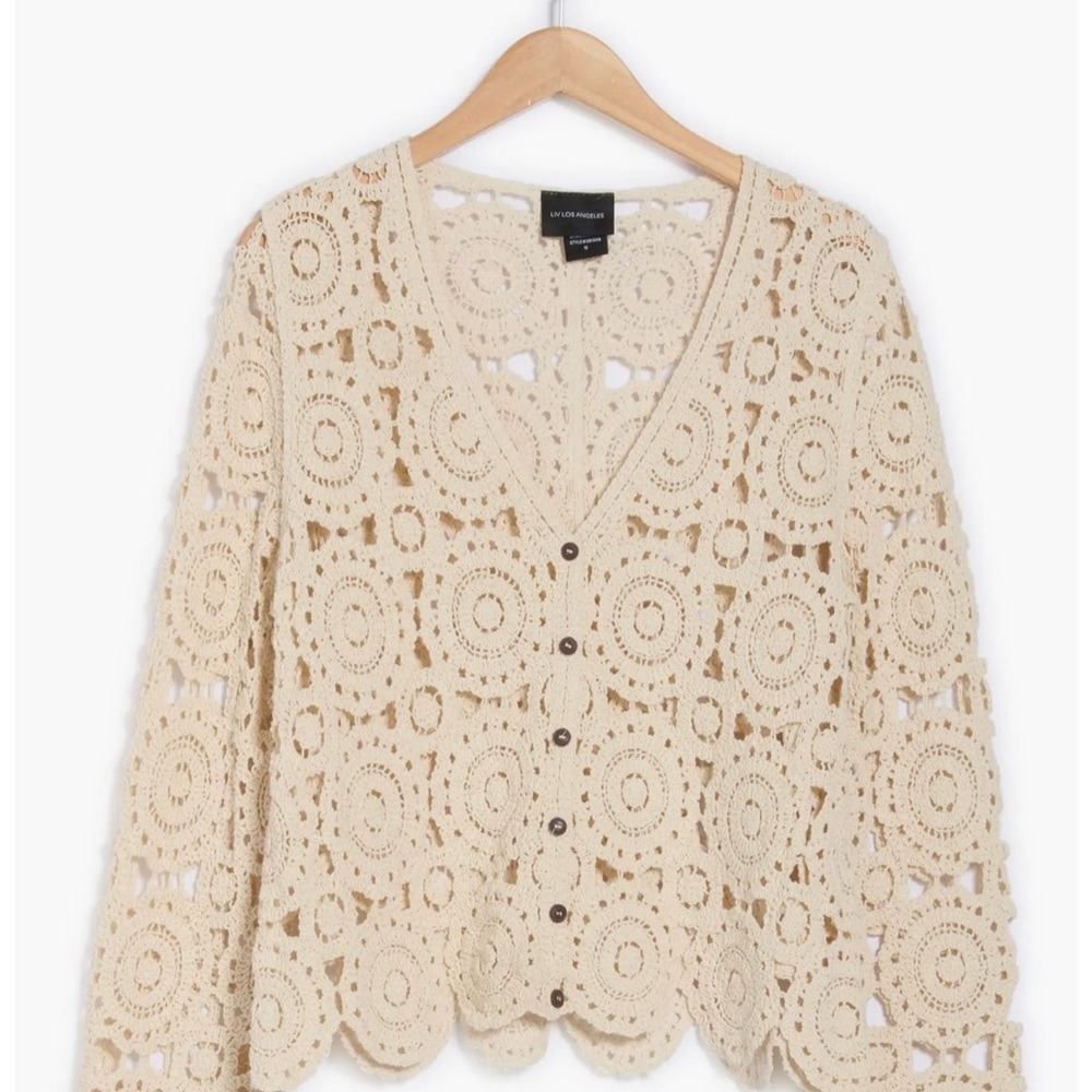 Nordstrom Crochet Circle Button Front Cardigan